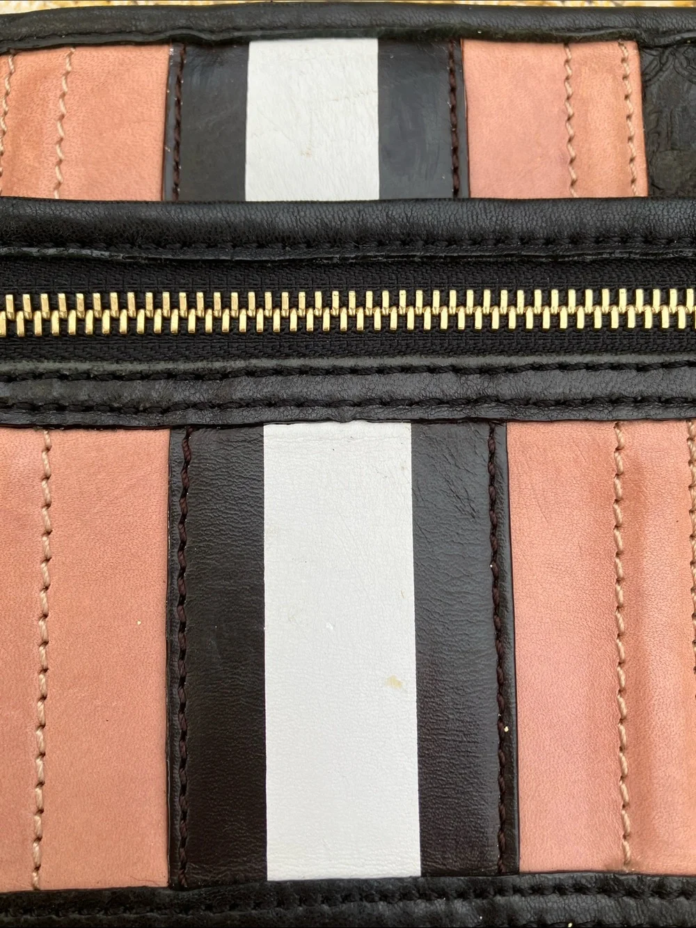 L.A.M.B. By Gwen Stefani Y2K Black with Pink & White Stripes Crossbody